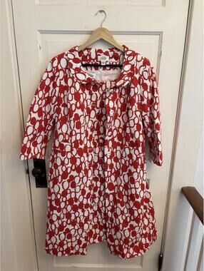 Talbots Vintage Women’s Red & White Sheath Dress w/Matching Jacket Rare Size 12